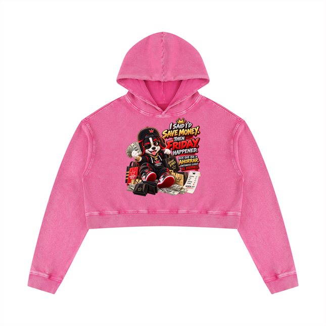 Women’s Mineral Washed Crop Hoodie