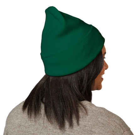 Embroidered Heart Crown Beanie – 'Queen' Cuffed Knit Hat