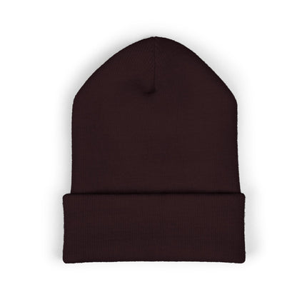Embroidered Heart Crown Beanie – 'Queen' Cuffed Knit Hat