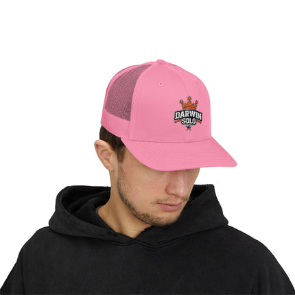 Embroidered Diamond Trucker Cap - Green/White Snapback