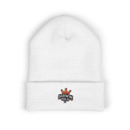Embroidered Heart Crown Beanie – 'Queen' Cuffed Knit Hat