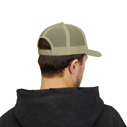 Embroidered Diamond Trucker Cap - Green/White Snapback