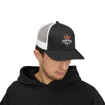 Embroidered Diamond Trucker Cap - Green/White Snapback
