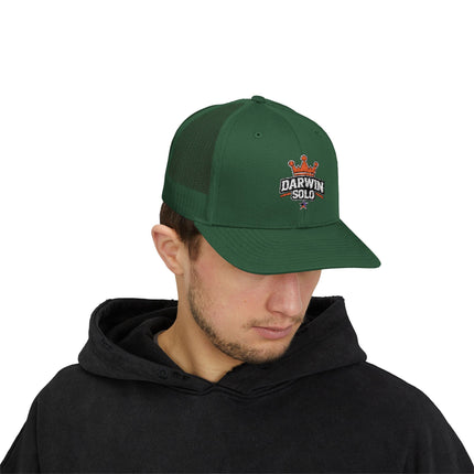 Embroidered Diamond Trucker Cap - Green/White Snapback