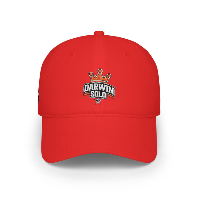 Red Low-Profile Baseball Cap — Retro Cassette & Starburst Embroidered Design