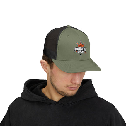 Embroidered Diamond Trucker Cap - Green/White Snapback