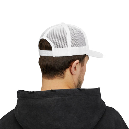 Embroidered Diamond Trucker Cap - Green/White Snapback