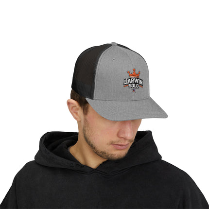 Embroidered Diamond Trucker Cap - Green/White Snapback