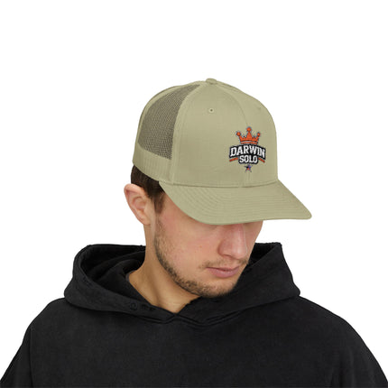 Embroidered Diamond Trucker Cap - Green/White Snapback