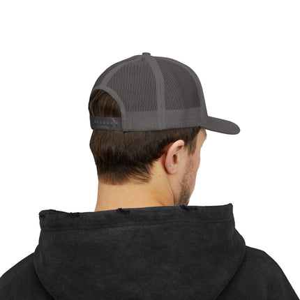 Embroidered Diamond Trucker Cap - Green/White Snapback