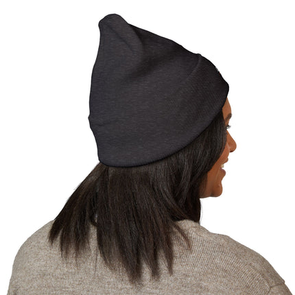 Embroidered Heart Crown Beanie – 'Queen' Cuffed Knit Hat