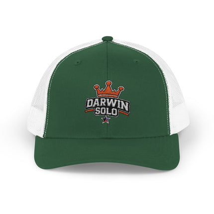 Embroidered Diamond Trucker Cap - Green/White Snapback