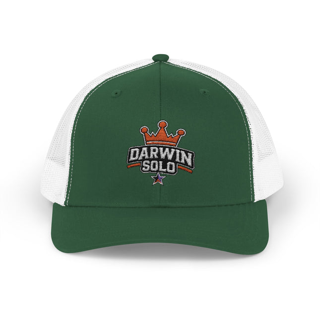 Embroidered Diamond Trucker Cap - Green/White Snapback