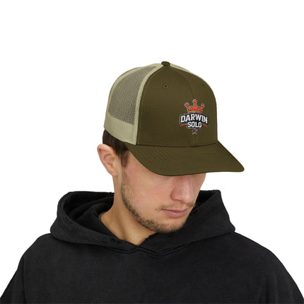 Embroidered Diamond Trucker Cap - Green/White Snapback