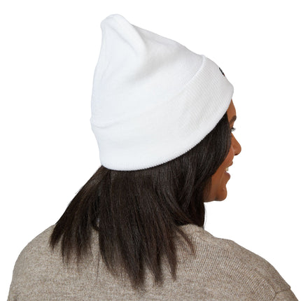 Embroidered Heart Crown Beanie – 'Queen' Cuffed Knit Hat