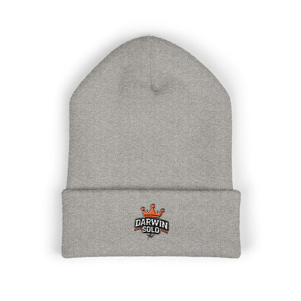 Embroidered Heart Crown Beanie – 'Queen' Cuffed Knit Hat