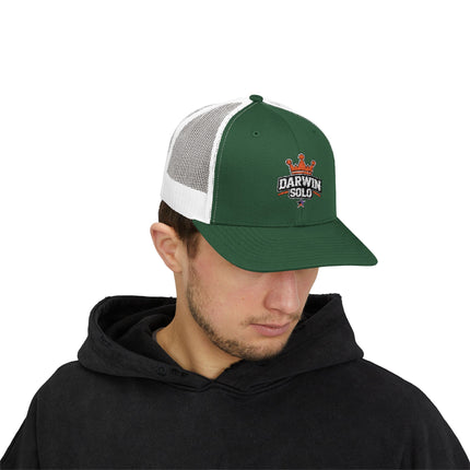 Embroidered Diamond Trucker Cap - Green/White Snapback