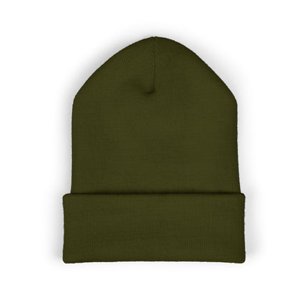 Embroidered Heart Crown Beanie – 'Queen' Cuffed Knit Hat