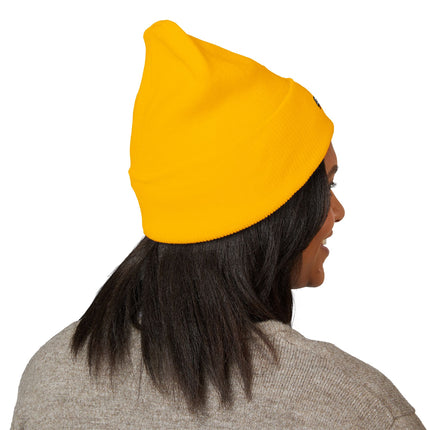 Embroidered Heart Crown Beanie – 'Queen' Cuffed Knit Hat