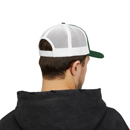 Embroidered Diamond Trucker Cap - Green/White Snapback