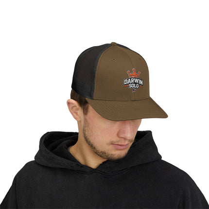 Embroidered Diamond Trucker Cap - Green/White Snapback