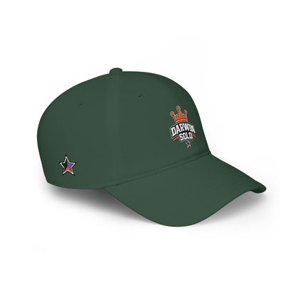 Red Low-Profile Baseball Cap — Retro Cassette & Starburst Embroidered Design