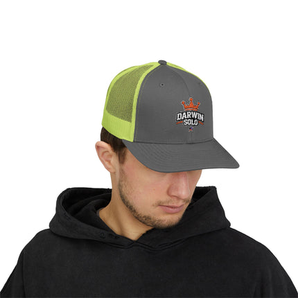 Embroidered Diamond Trucker Cap - Green/White Snapback