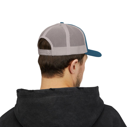 Embroidered Diamond Trucker Cap - Green/White Snapback
