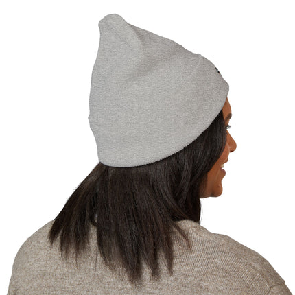 Embroidered Heart Crown Beanie – 'Queen' Cuffed Knit Hat