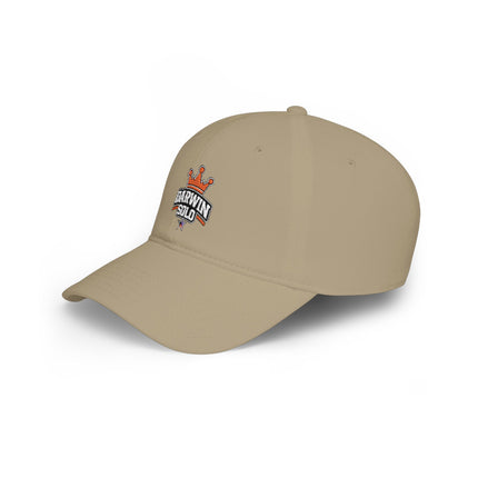 Red Low-Profile Baseball Cap — Retro Cassette & Starburst Embroidered Design