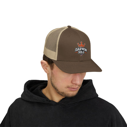 Embroidered Diamond Trucker Cap - Green/White Snapback