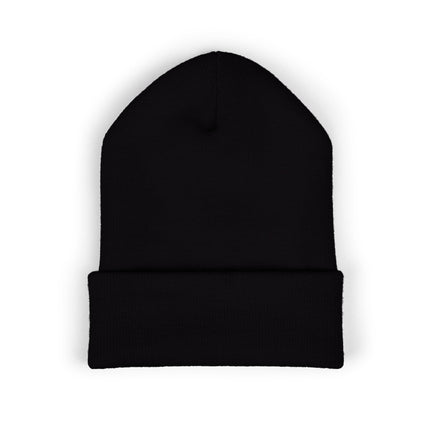 Embroidered Heart Crown Beanie – 'Queen' Cuffed Knit Hat