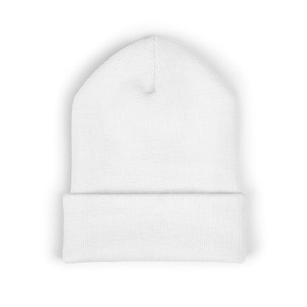 Embroidered Heart Crown Beanie – 'Queen' Cuffed Knit Hat