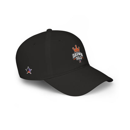 Red Low-Profile Baseball Cap — Retro Cassette & Starburst Embroidered Design