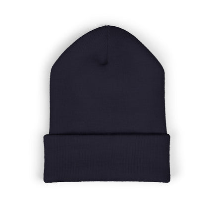 Embroidered Heart Crown Beanie – 'Queen' Cuffed Knit Hat