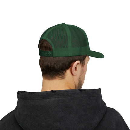 Embroidered Diamond Trucker Cap - Green/White Snapback