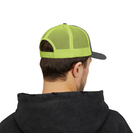 Embroidered Diamond Trucker Cap - Green/White Snapback
