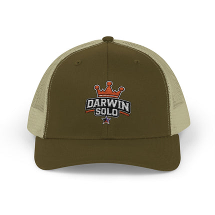 Embroidered Diamond Trucker Cap - Green/White Snapback