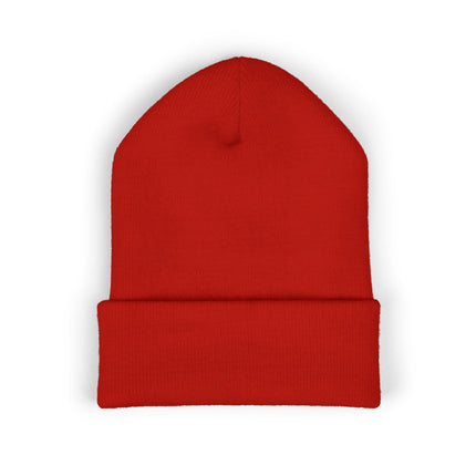 Embroidered Heart Crown Beanie – 'Queen' Cuffed Knit Hat