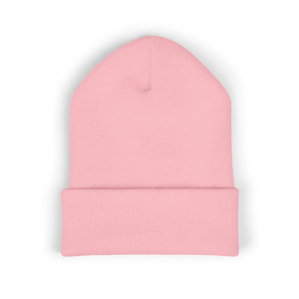 Embroidered Heart Crown Beanie – 'Queen' Cuffed Knit Hat