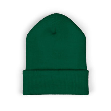 Embroidered Heart Crown Beanie – 'Queen' Cuffed Knit Hat