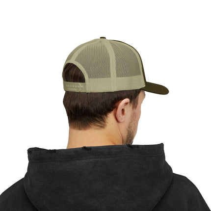 Embroidered Diamond Trucker Cap - Green/White Snapback