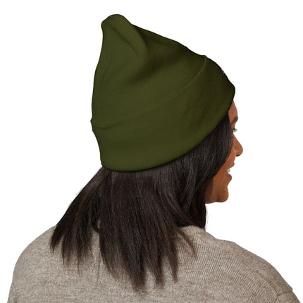 Embroidered Heart Crown Beanie – 'Queen' Cuffed Knit Hat