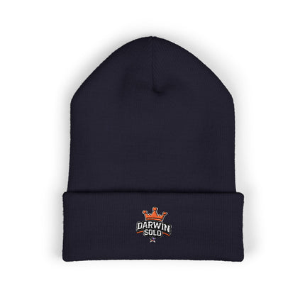 Embroidered Heart Crown Beanie – 'Queen' Cuffed Knit Hat