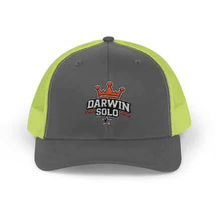 Embroidered Diamond Trucker Cap - Green/White Snapback