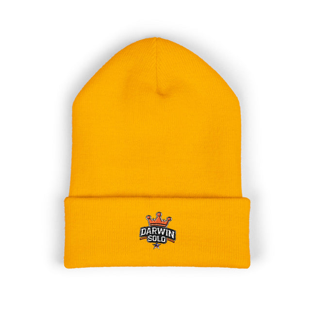 Embroidered Heart Crown Beanie – 'Queen' Cuffed Knit Hat