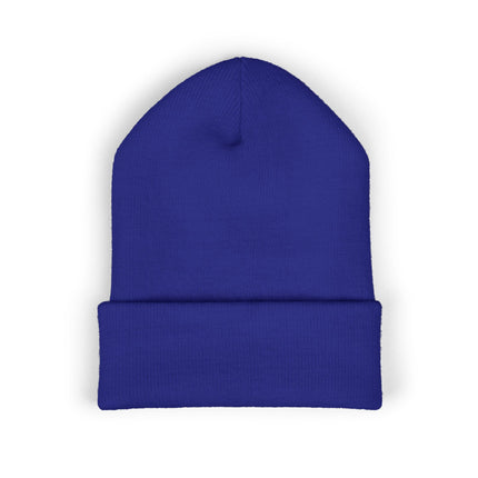 Embroidered Heart Crown Beanie – 'Queen' Cuffed Knit Hat