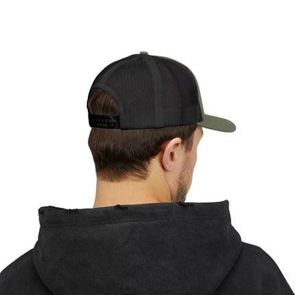 Embroidered Diamond Trucker Cap - Green/White Snapback