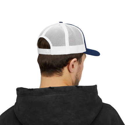 Embroidered Diamond Trucker Cap - Green/White Snapback