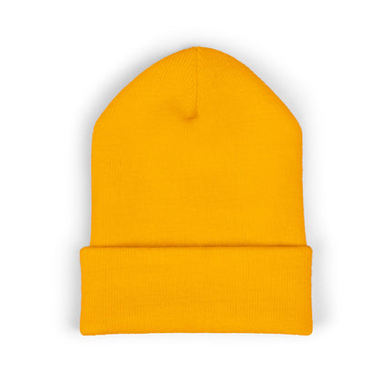 Embroidered Heart Crown Beanie – 'Queen' Cuffed Knit Hat